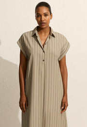 Sleeveless Stripe Djellaba - Sage Stripe - Matteau